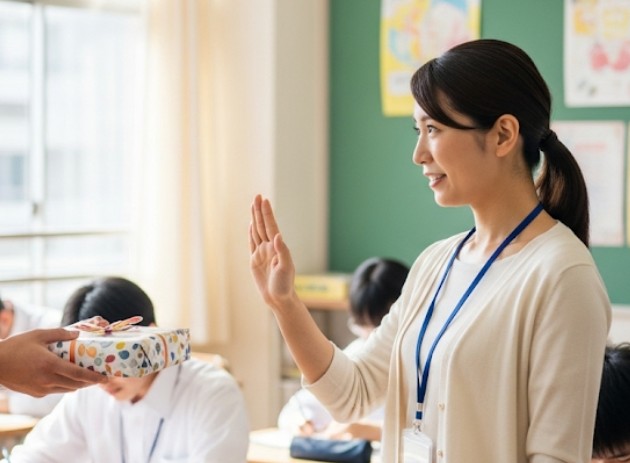 学校の先生にプレゼントを渡すのはダメ？