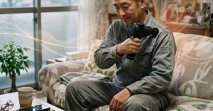 肉体労働の蓄積疲労をケアするマッサージガン