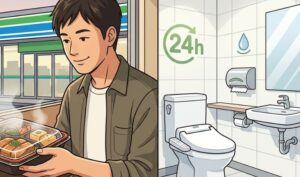 店内のトイレ利用とまちかど厨房による充実した食事