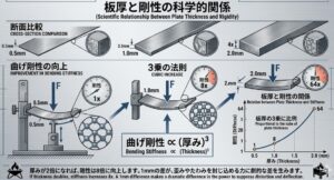 素材の厚みがもたらす熱膨張への耐性と構造的剛性