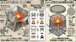軽量でも歪みにくいピコグリル型やメッシュ式の利点