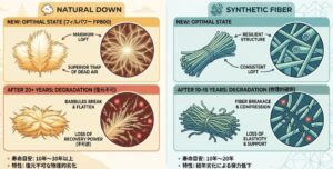 ダウンと化繊で異なる寿命の目安