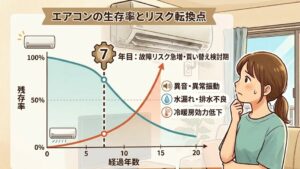 設置後７年で低下する生存率と買い替えの統計データ