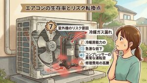 室外機のコンプレッサー劣化による冷媒ガス漏れ