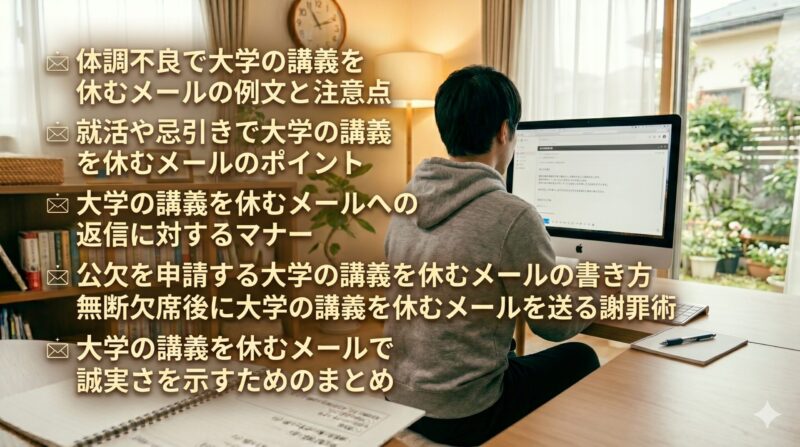 大学の講義を休むメールの例文と状況別の対応策